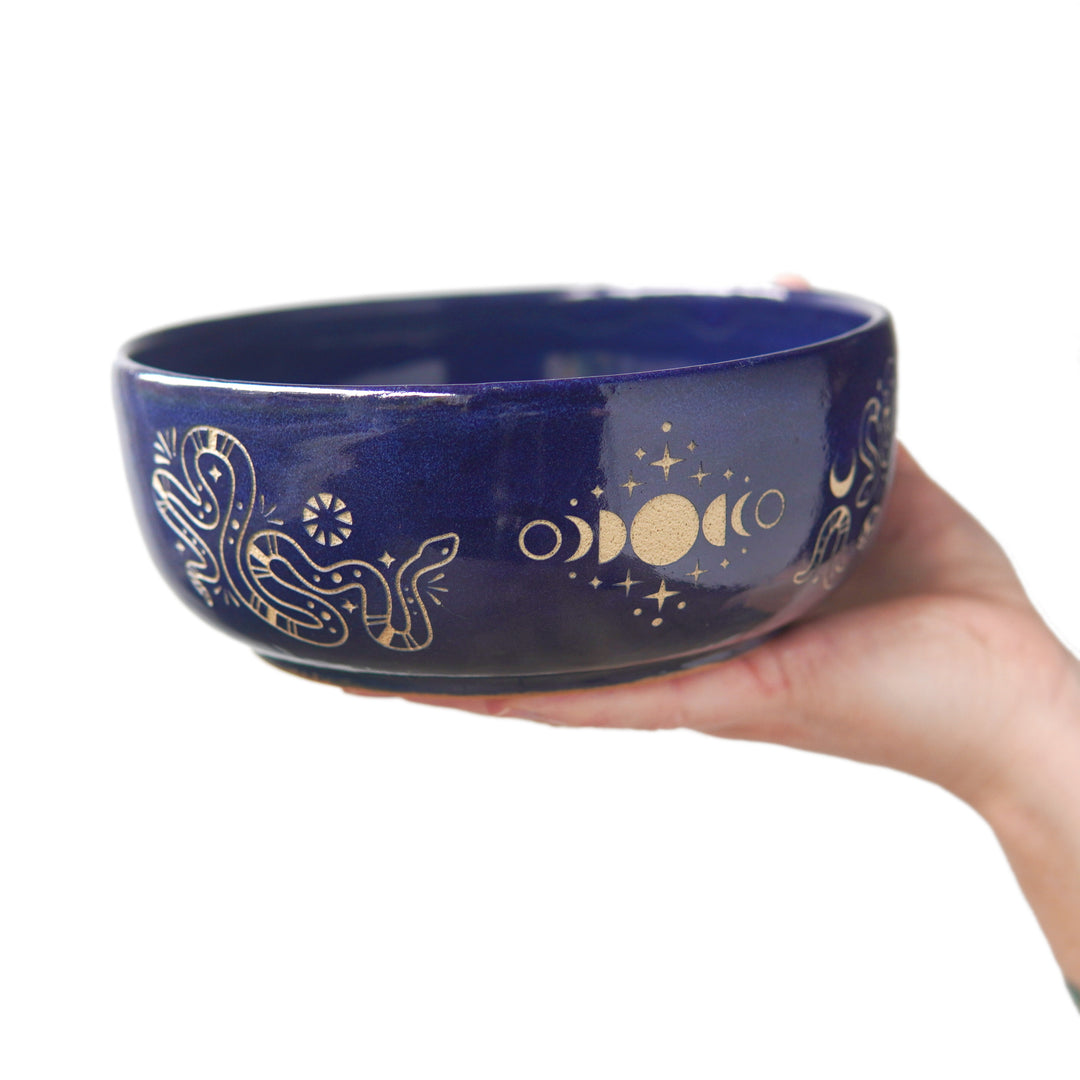 Lunar Snake Bowl, Handmade Pottery