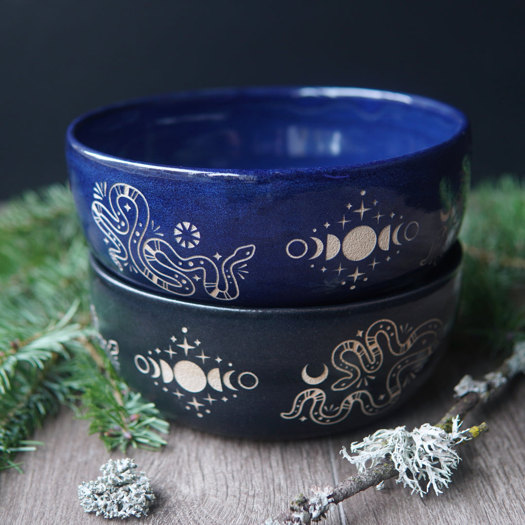 Lunar Snake Bowl, Handmade Pottery