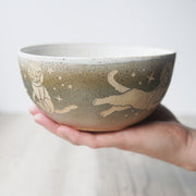 Astronaut Space Cats handmade pottery bowl