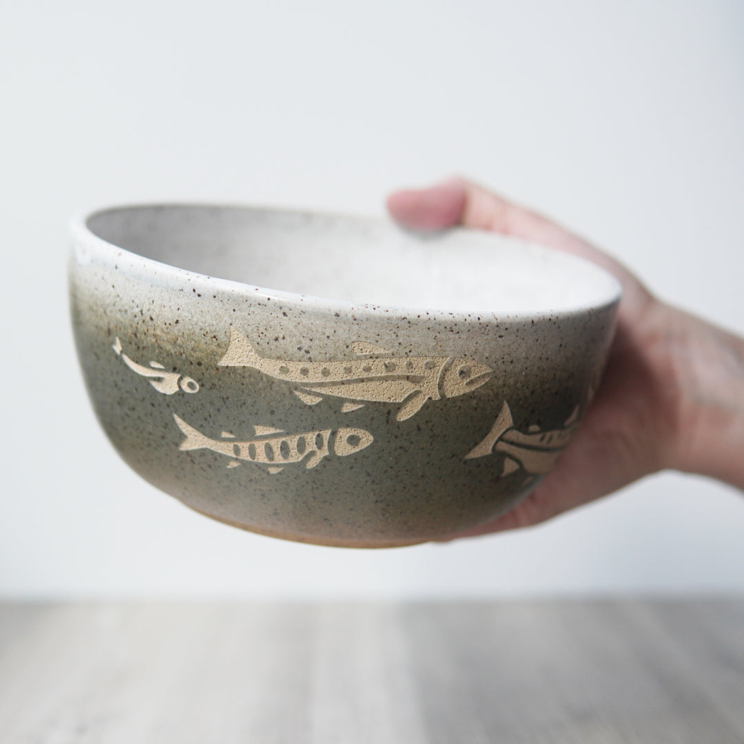 Salmon Ramen Bowl, Introvert Collection Handmade Pottery