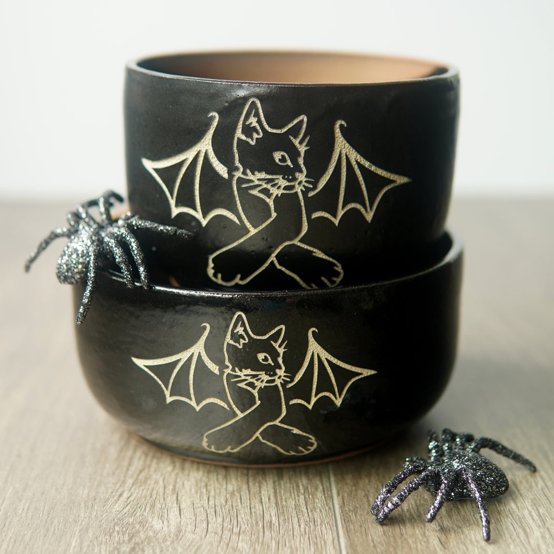 Cat Bat Bowl, Farmhouse Style Handmade Pottery