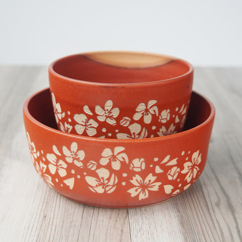 Cherry Blossom Bowl, Farmhouse Style Handmade Pottery