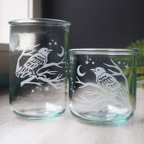 Crow Rustic Recycled Glass Tumbler