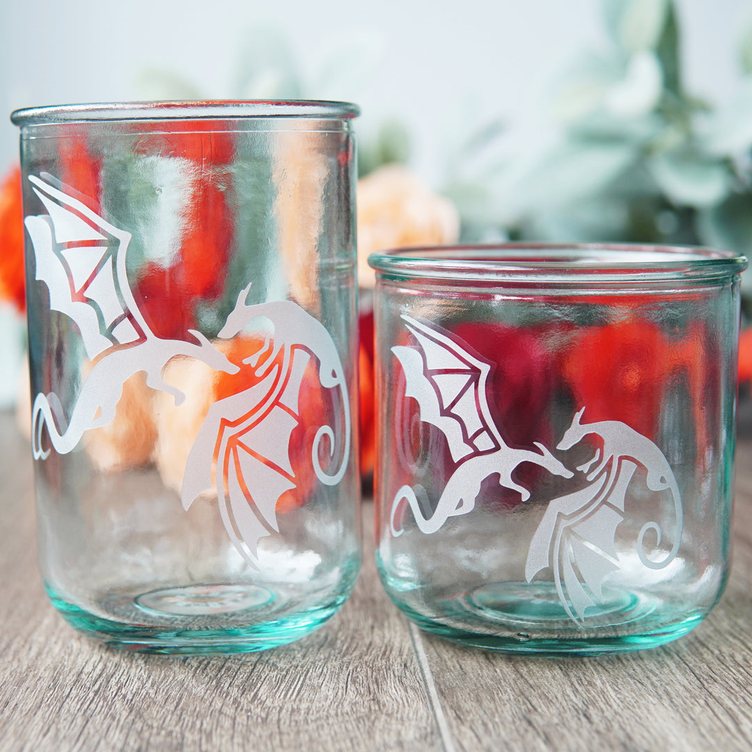 Dragons Rustic Recycled Glass Tumbler