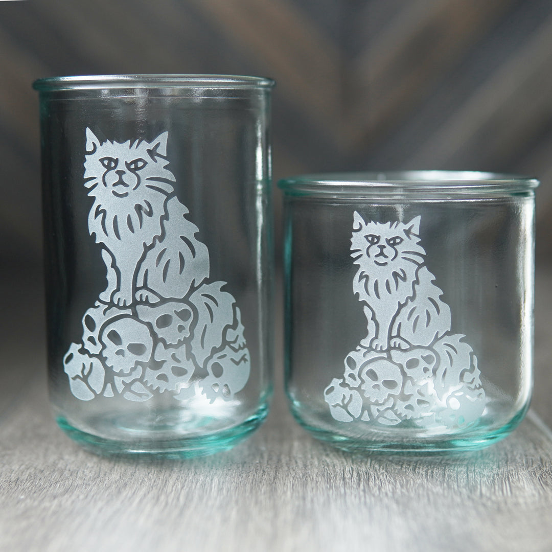 Dungeon Cat Rustic Recycled Glass Tumbler