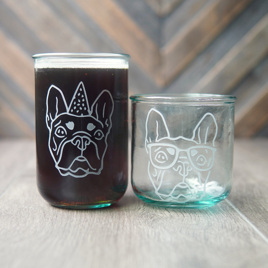 French Bulldog Rustic Recycled Glass Tumbler