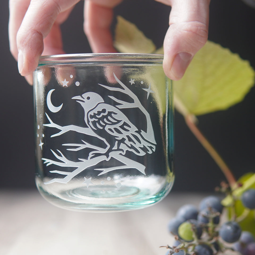 Crow Rustic Recycled Glass Tumbler