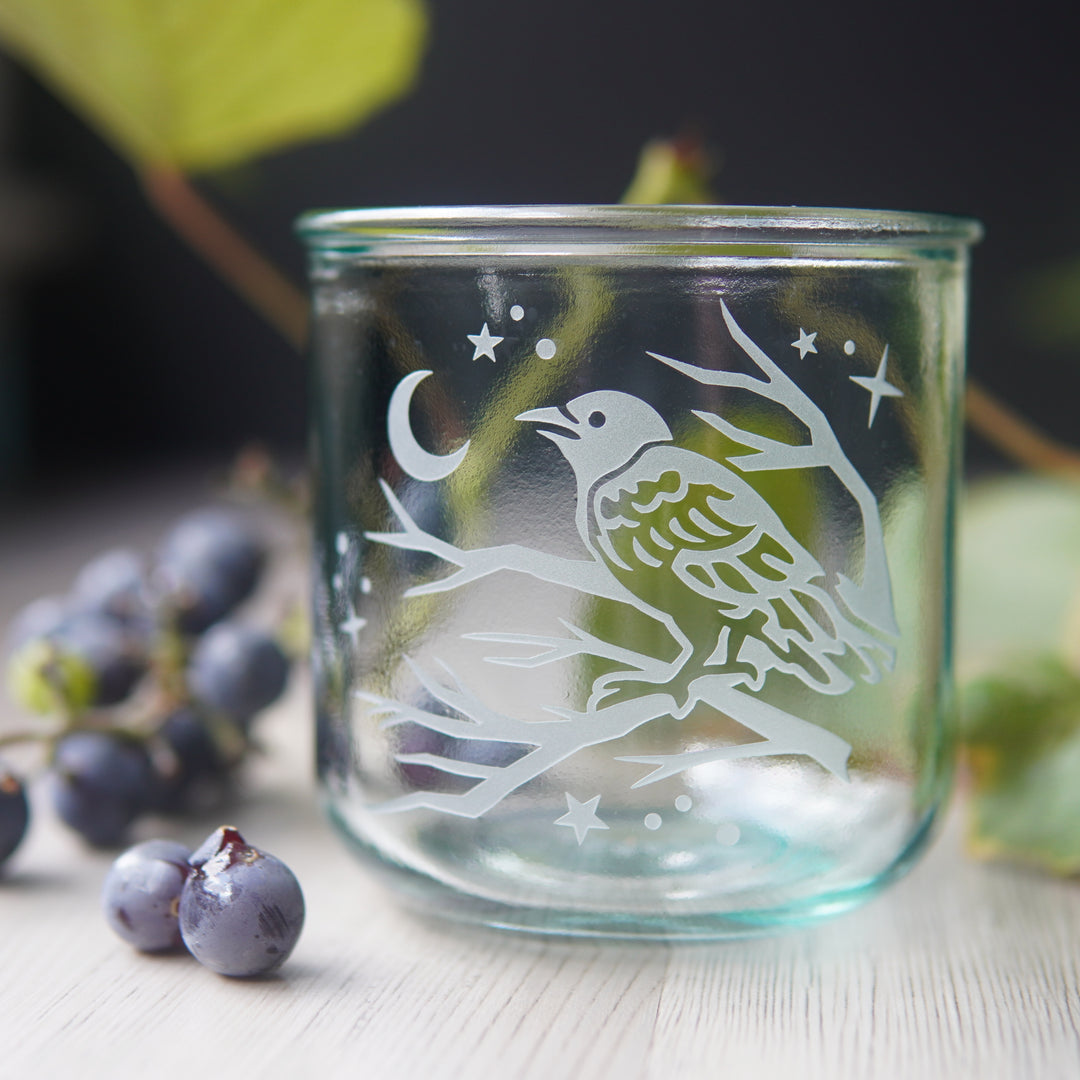 Crow Rustic Recycled Glass Tumbler