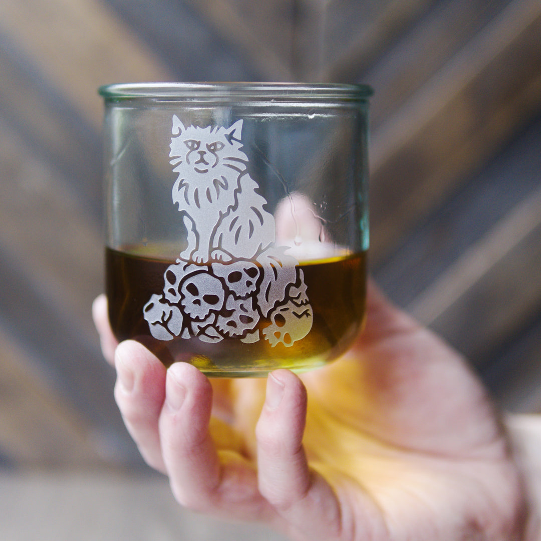 Dungeon Cat Rustic Recycled Glass Tumbler