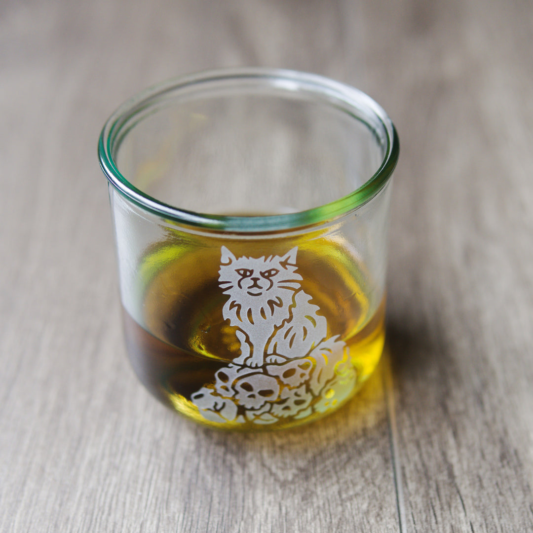 Dungeon Cat Rustic Recycled Glass Tumbler