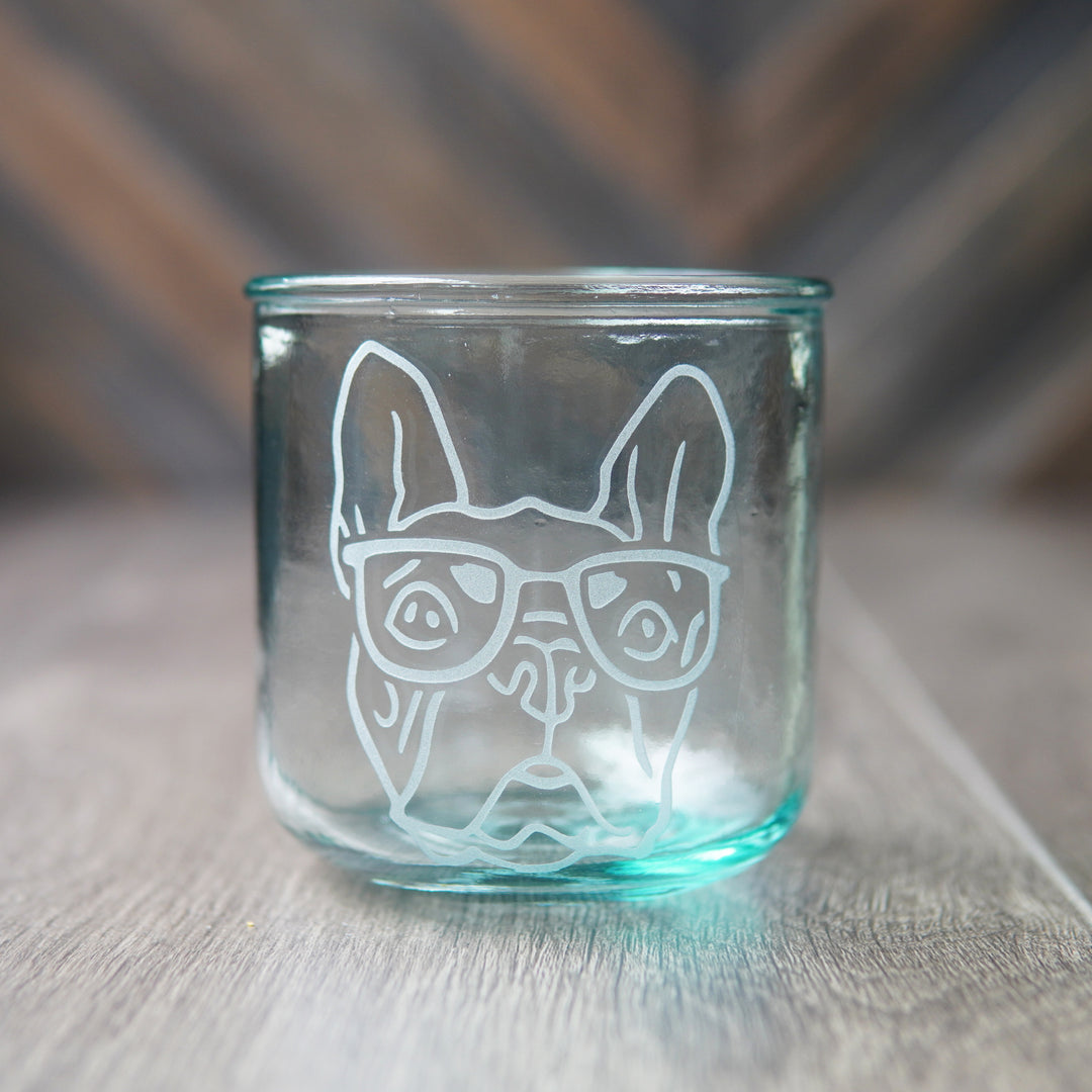 French Bulldog Rustic Recycled Glass Tumbler