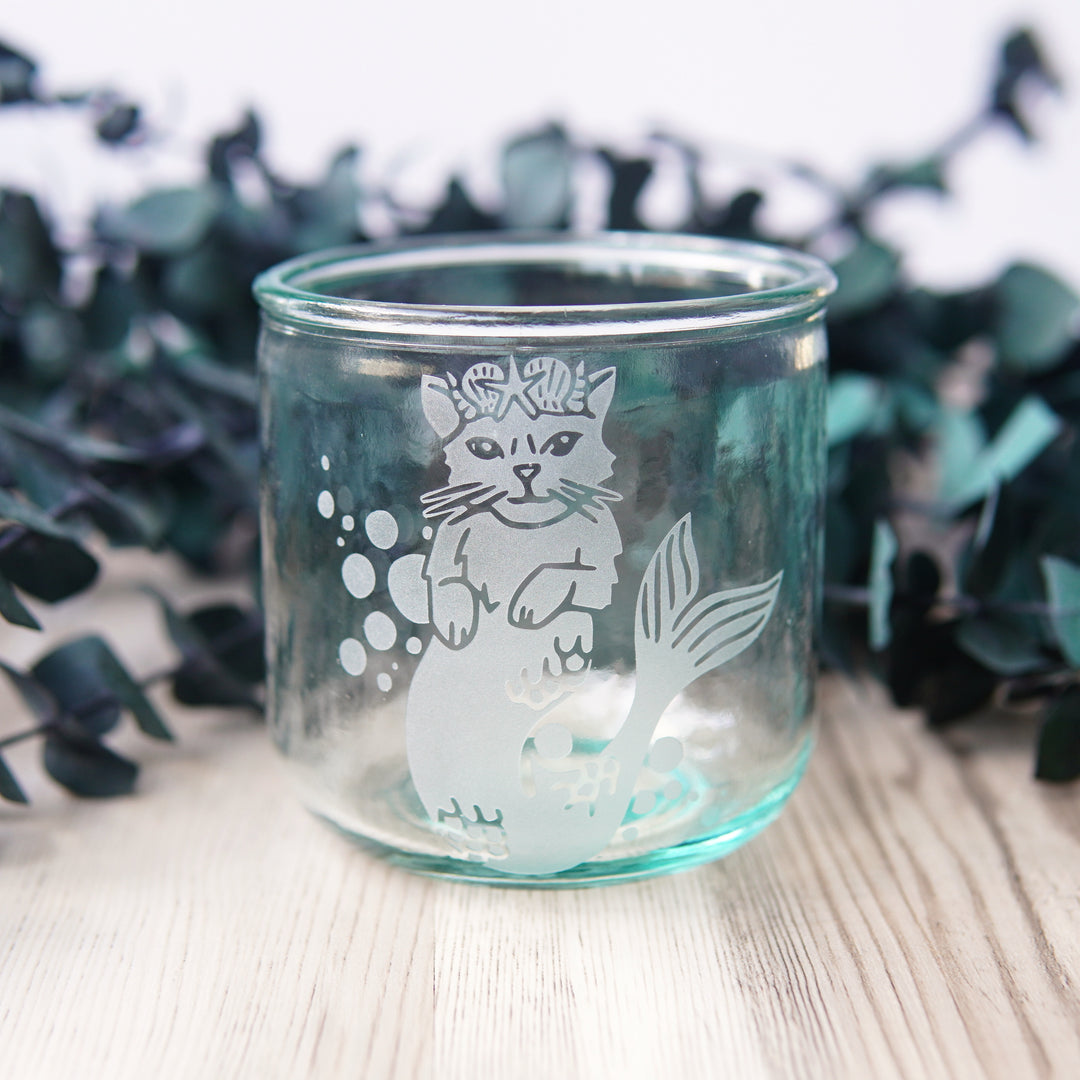 Mermaid Cat Nautical Recycled Glass Tumbler