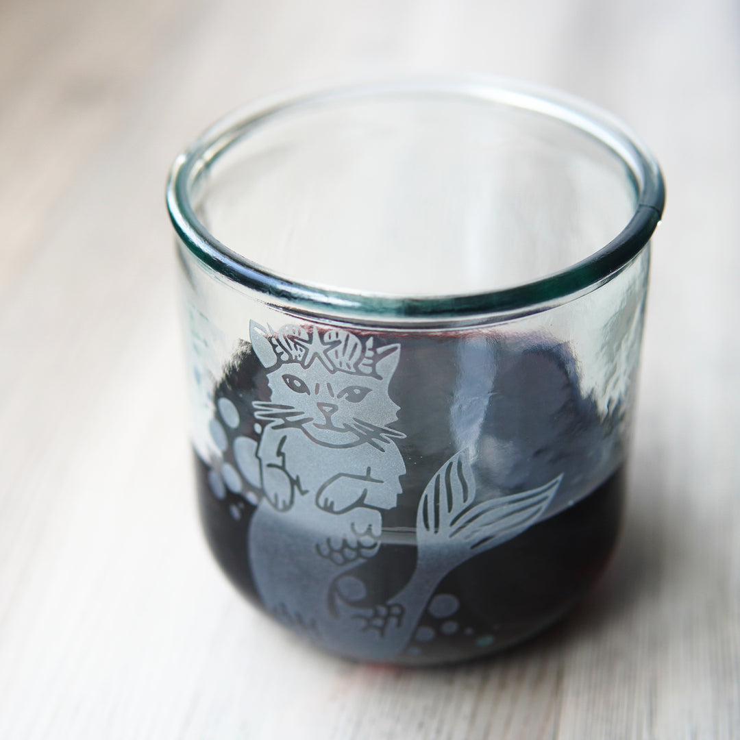 Mermaid Cat Nautical Recycled Glass Tumbler
