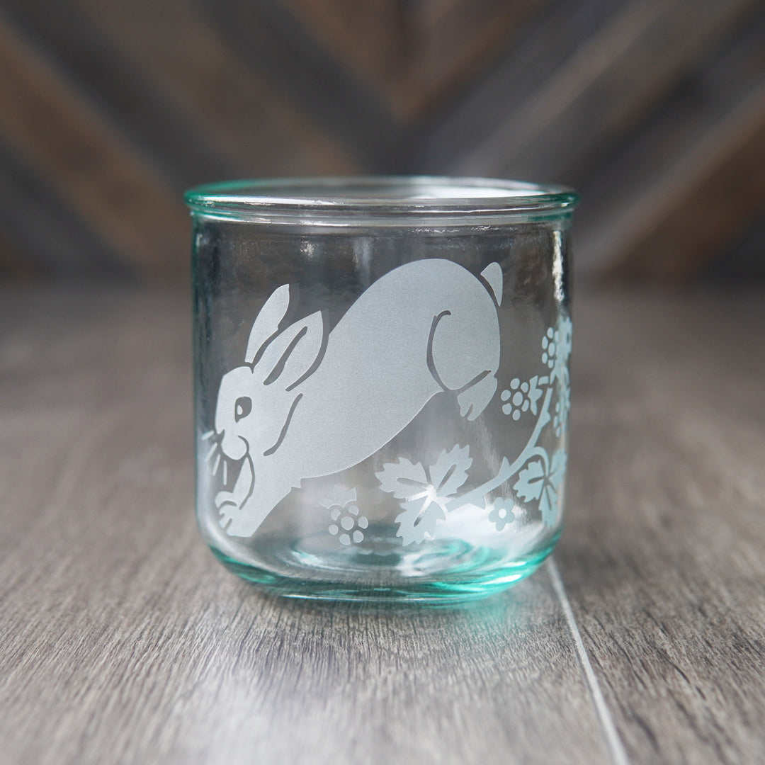 Rabbit Rustic Recycled Glass Candle Cup