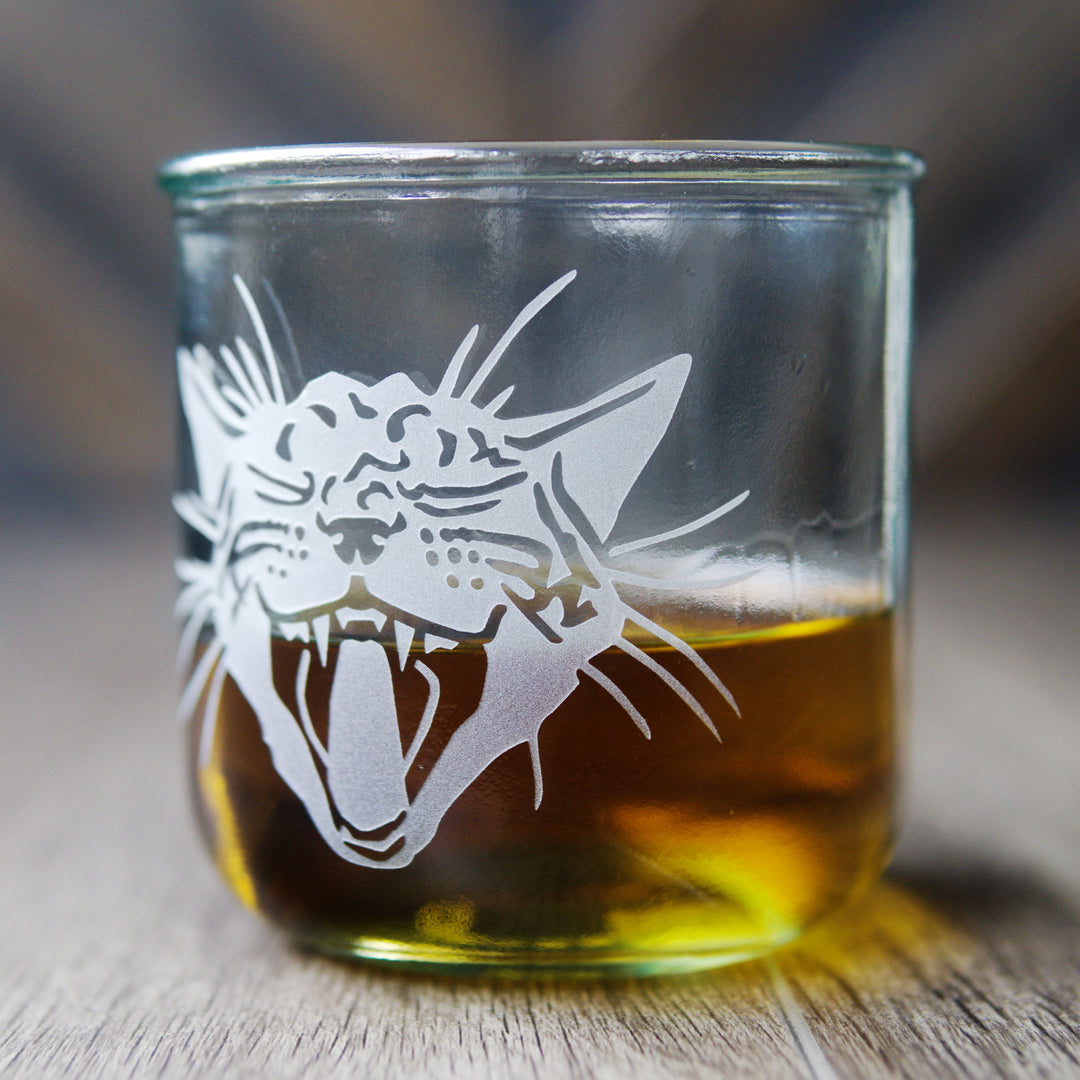 Screaming Cat Rustic Recycled Glass Tumbler