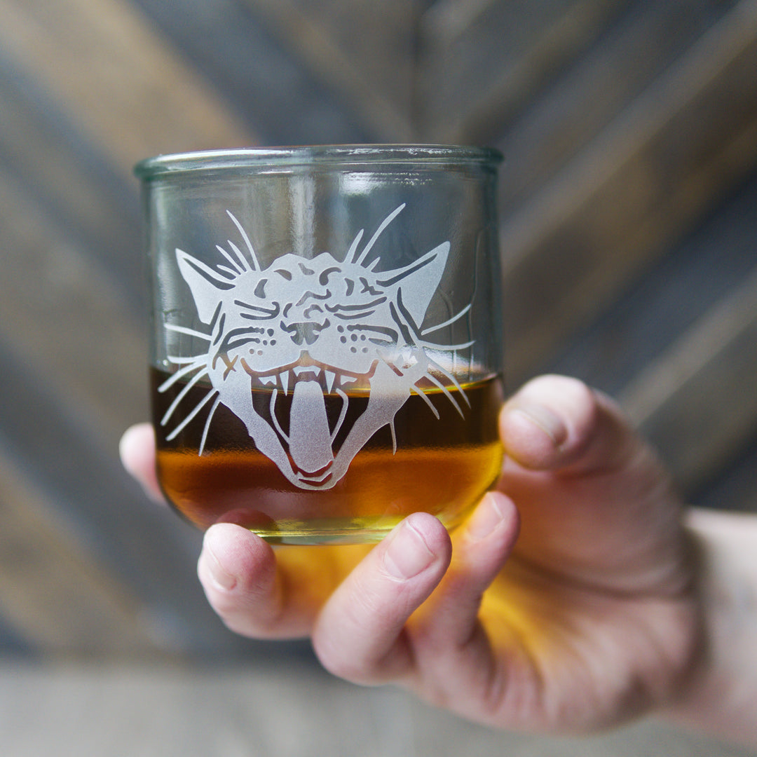 Screaming Cat Rustic Recycled Glass Tumbler