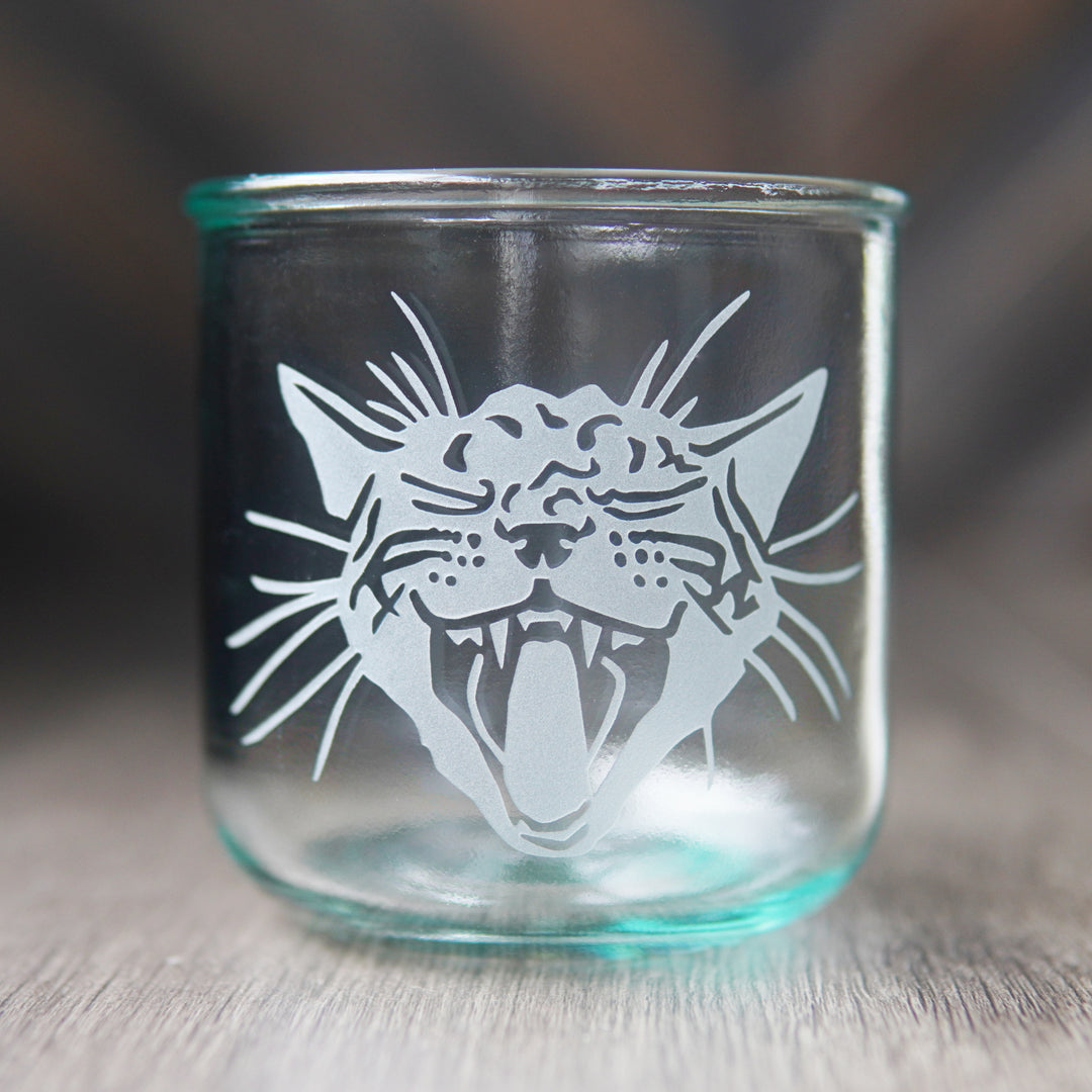 Screaming Cat Rustic Recycled Glass Tumbler