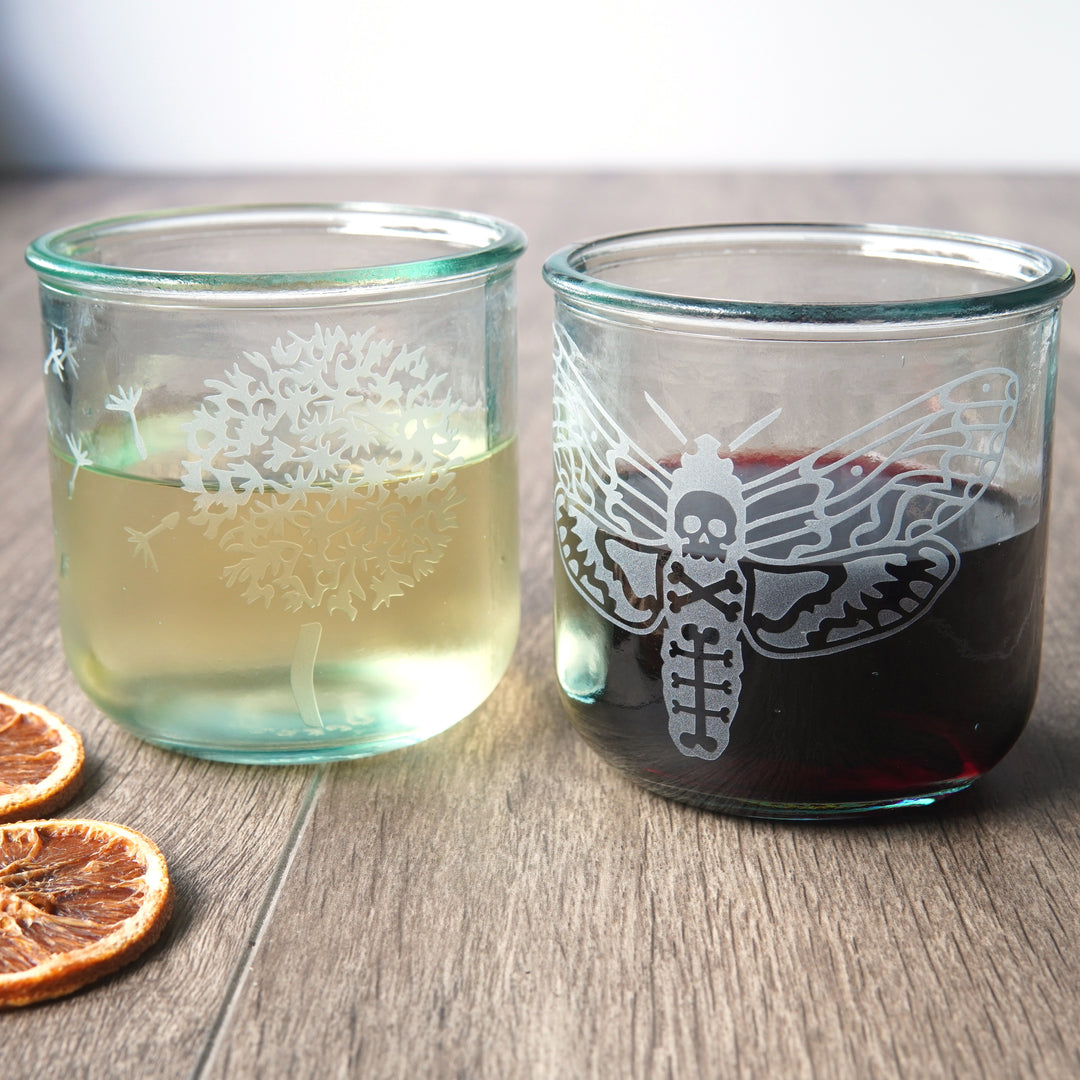 Deaths Head Hawkmoth Rustic Recycled Glass Tumbler