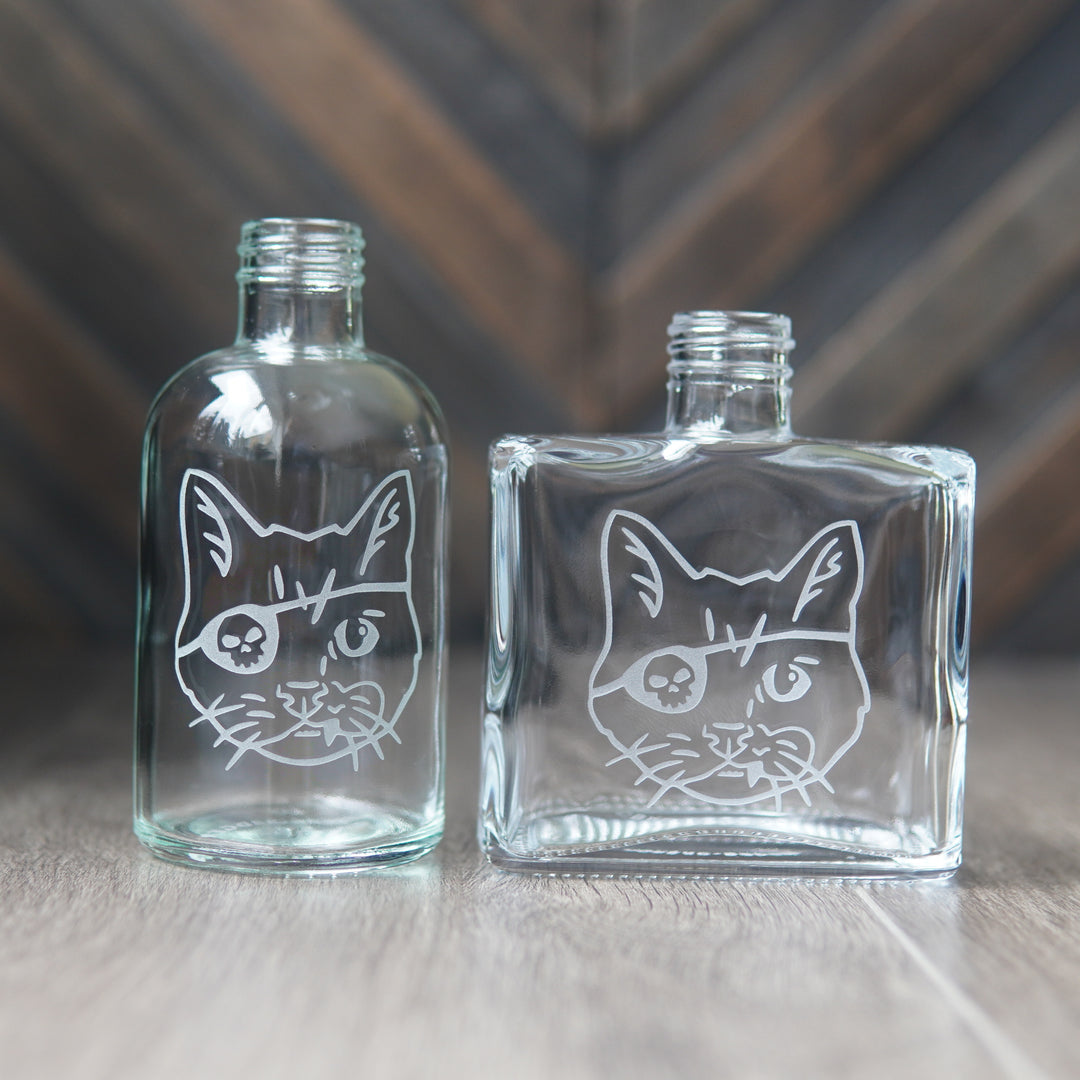 Pirate Snaggletooth Cat Soap Dispenser - Recycled Glass Pump Bottle