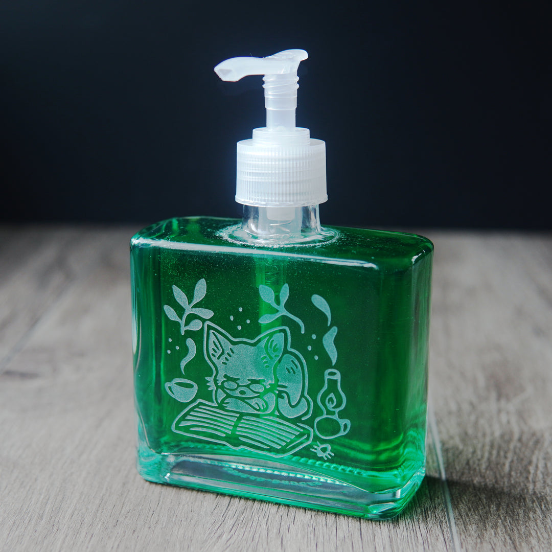 Book Cat Soap Dispenser - Recycled Glass Pump Bottle