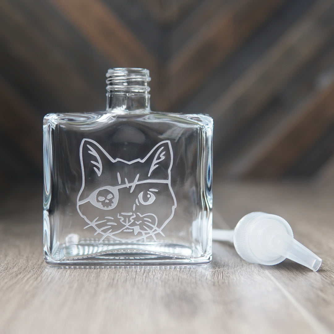 Pirate Snaggletooth Cat Soap Dispenser - Recycled Glass Pump Bottle
