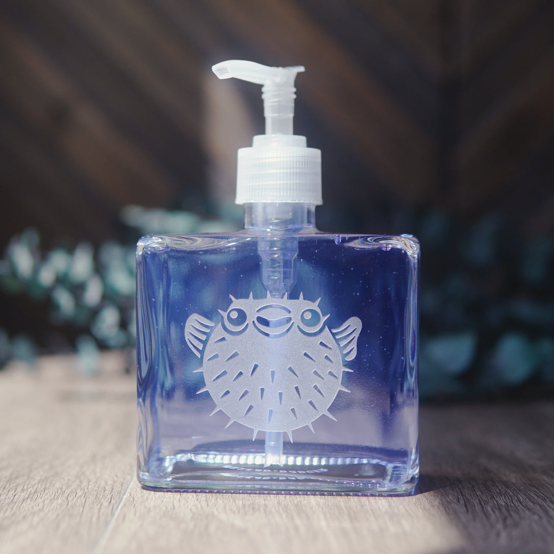 Pufferfish Soap Dispenser - Nautical Recycled Glass Pump Bottle