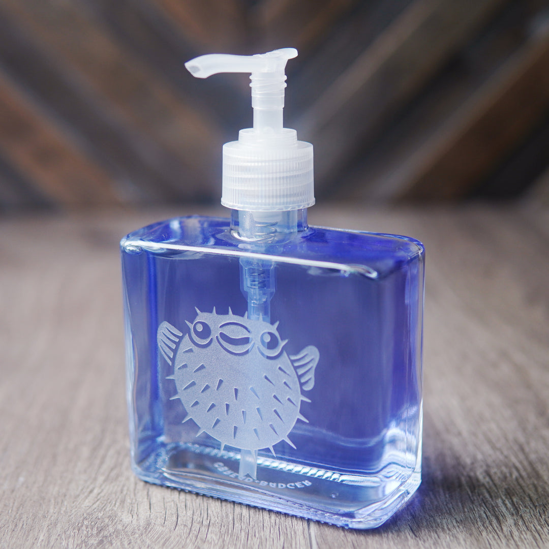 Pufferfish Soap Dispenser - Nautical Recycled Glass Pump Bottle