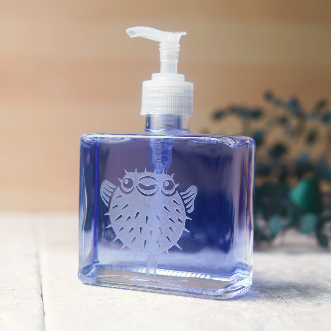 Pufferfish Soap Dispenser - Nautical Recycled Glass Pump Bottle