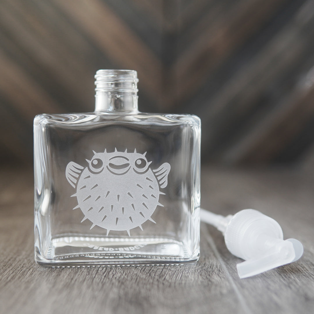 Pufferfish Soap Dispenser - Nautical Recycled Glass Pump Bottle
