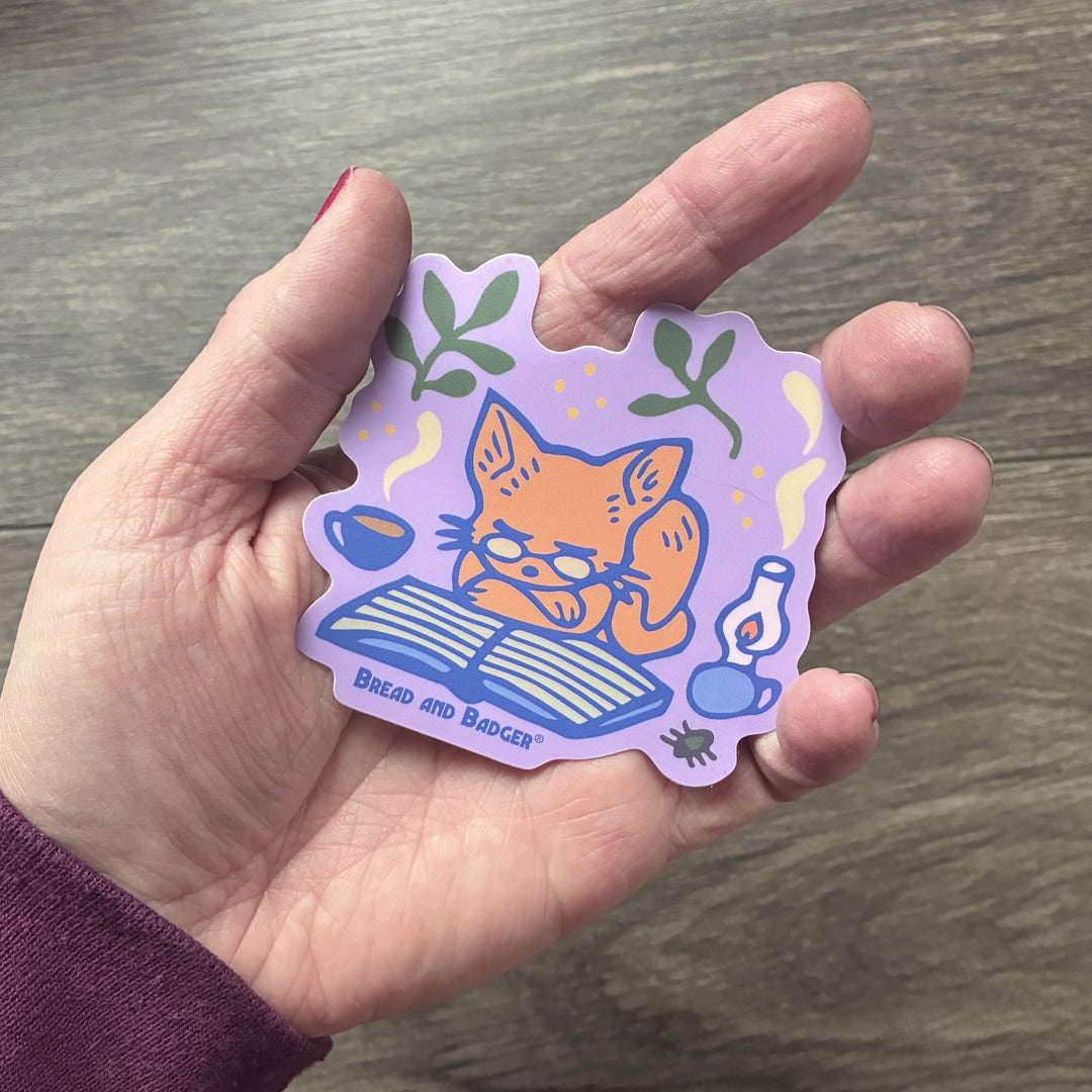 Book Cat Sticker - waterproof vinyl decal