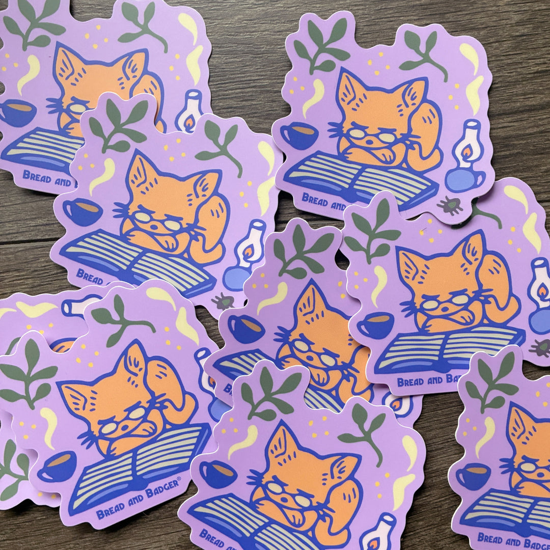 Book Cat Sticker - waterproof vinyl decal