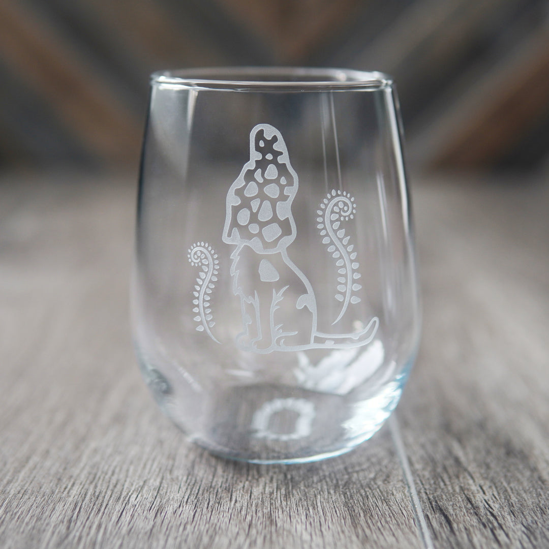 Cat Mushrooms Wine Glass