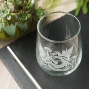 Decay Cat Skull Stemless Wine Glass - etched glassware