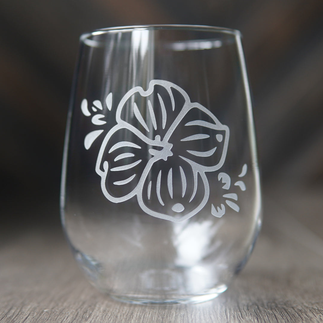 Dogwood Flowers Wine Glass - etched kitchen glassware