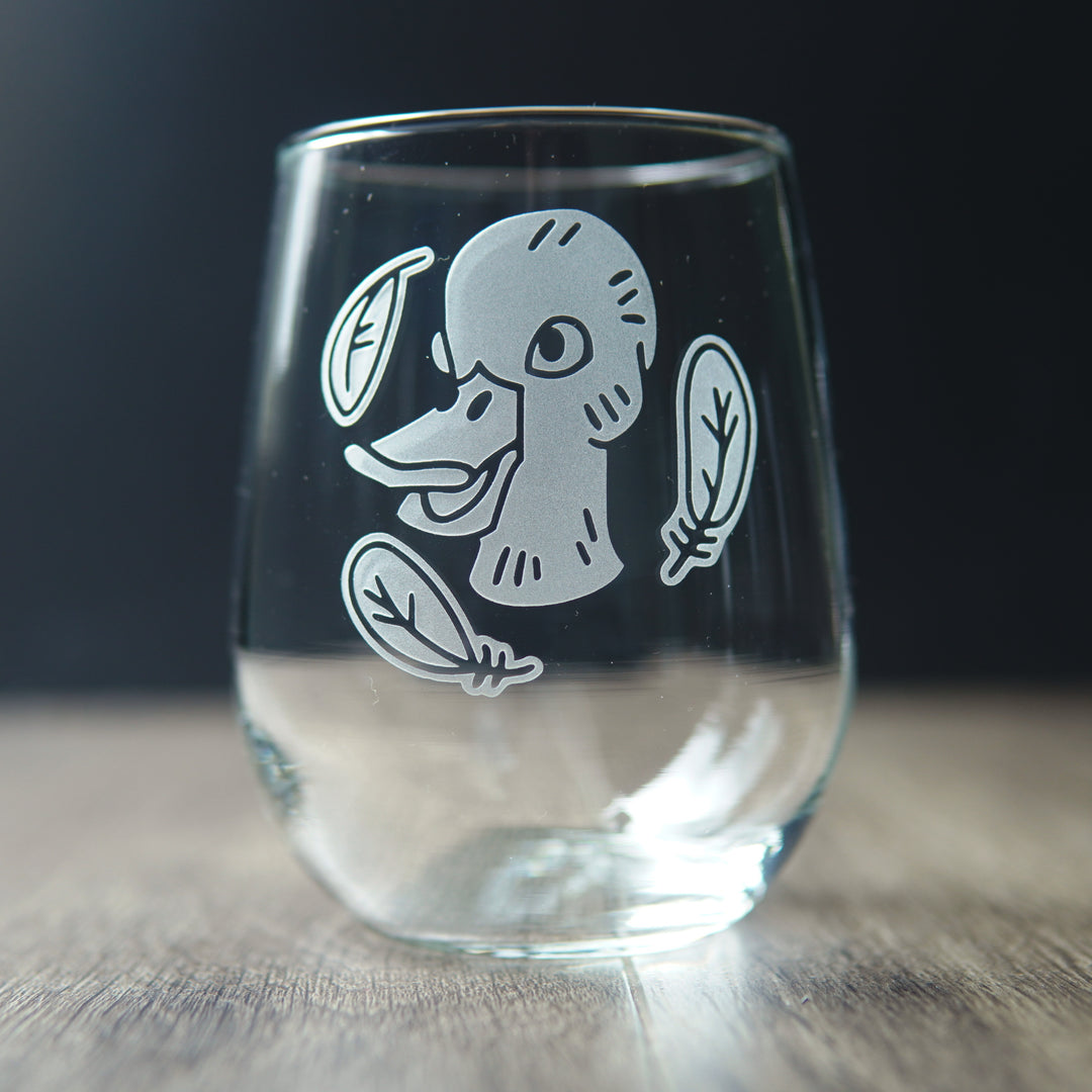 Duck Stemless Wine Glass - etched glassware