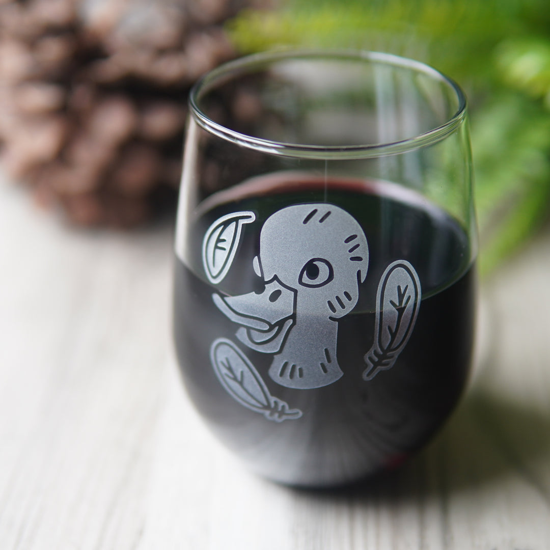 Duck Stemless Wine Glass - etched glassware