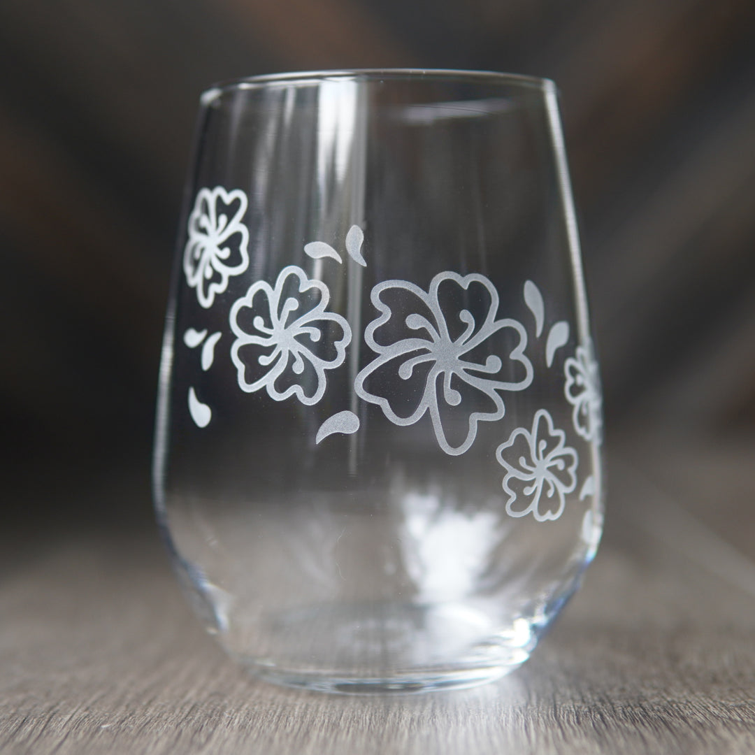 Cherry Blossom Flower Wine Glass