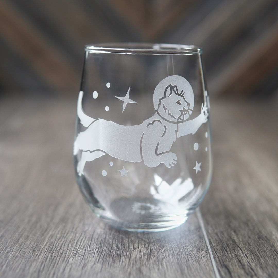 Astronaut Space Cat Wine Glass