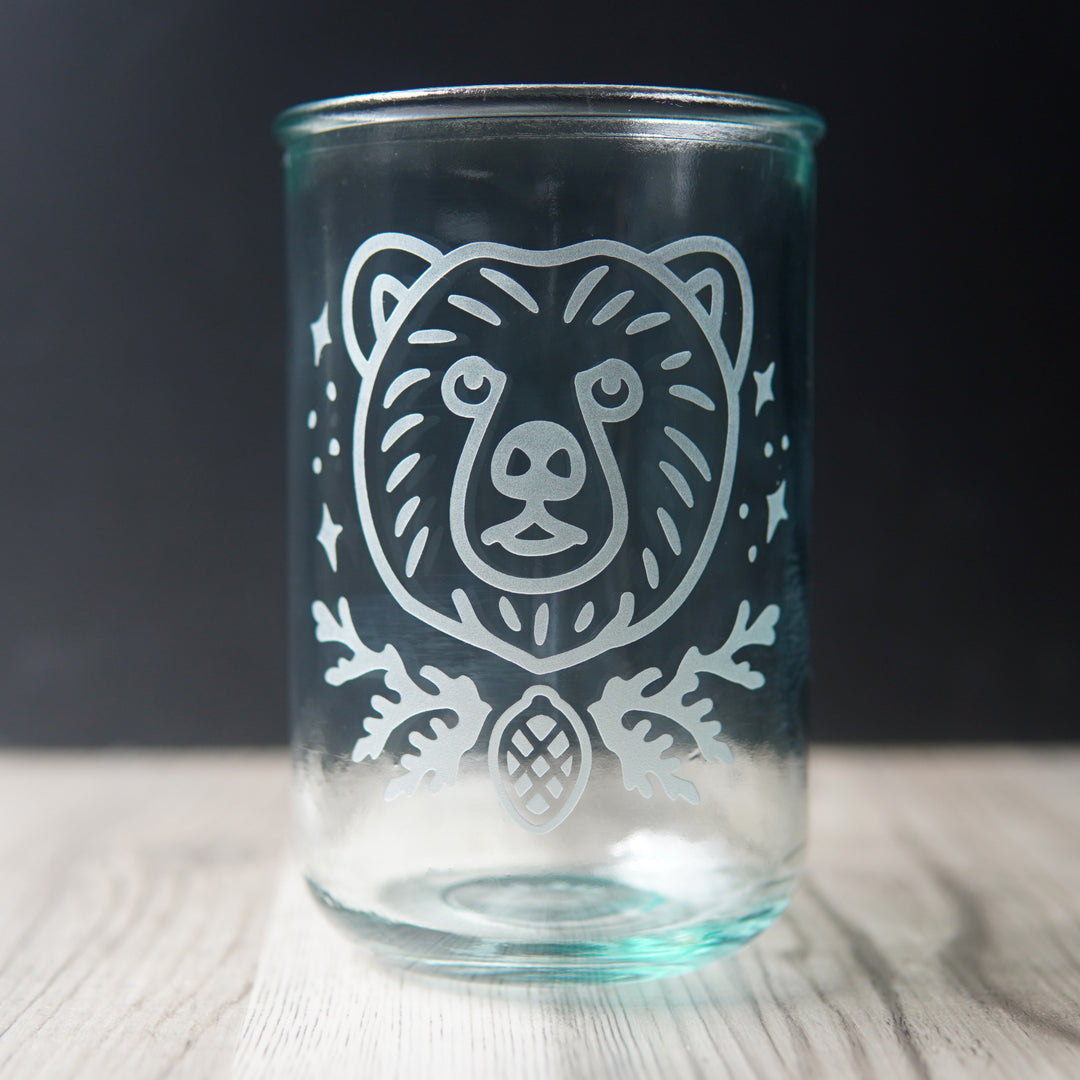 Bear Rustic Recycled Glass Tumbler