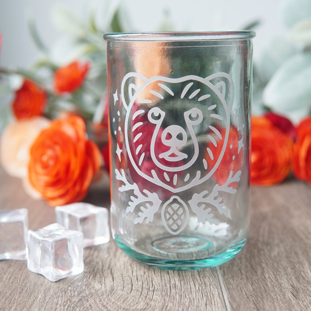 Bear Rustic Recycled Glass Tumbler