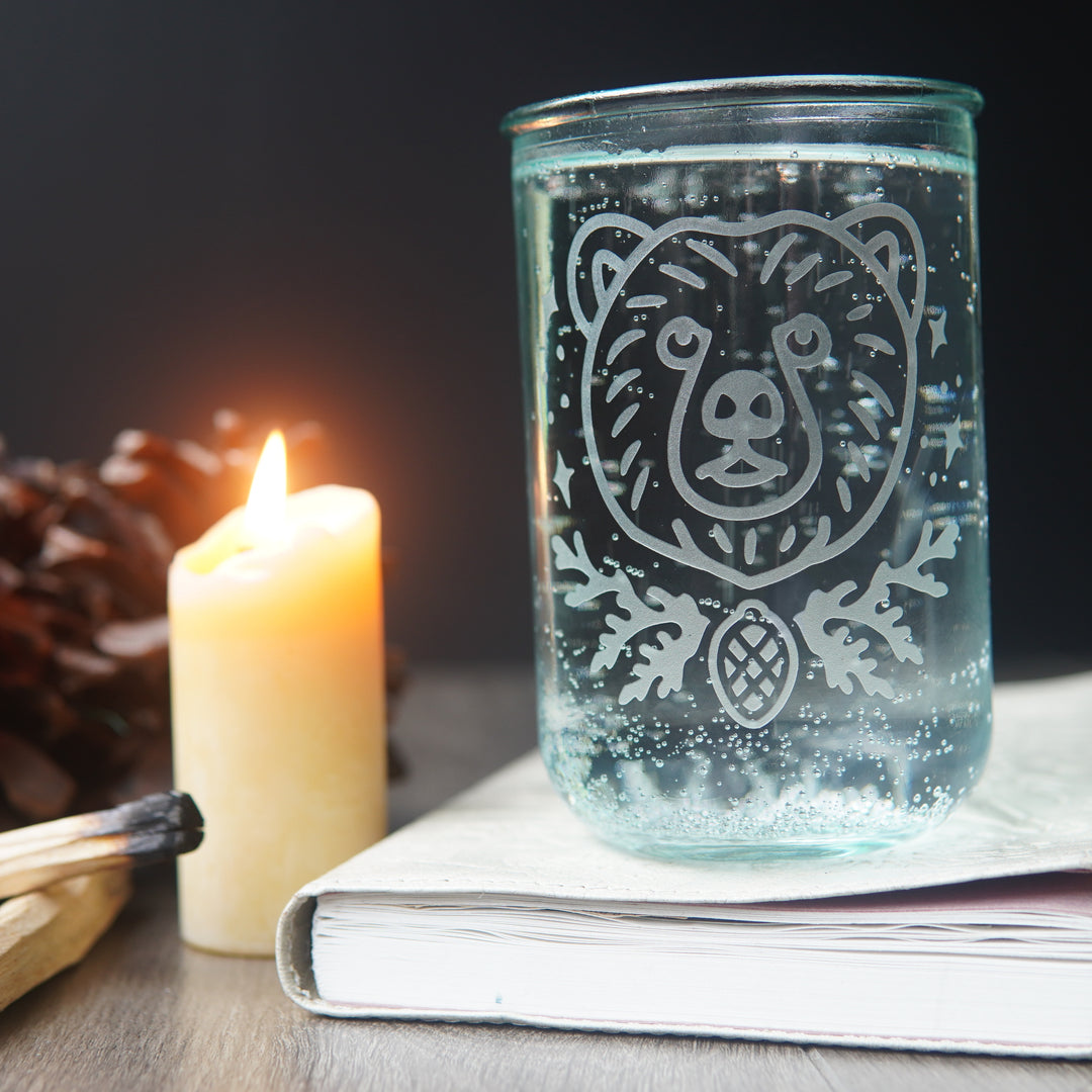 Bear Rustic Recycled Glass Tumbler