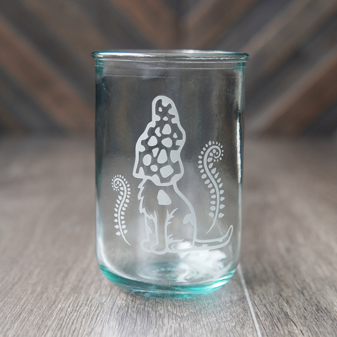 Cat Mushrooms Rustic Recycled Glass Candle Cup