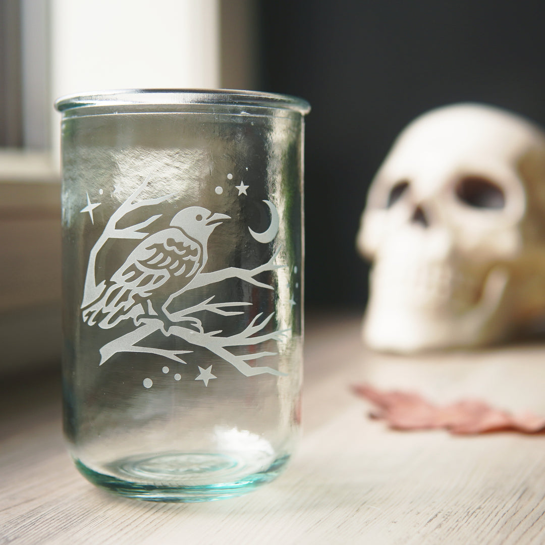 Crow Rustic Recycled Glass Tumbler