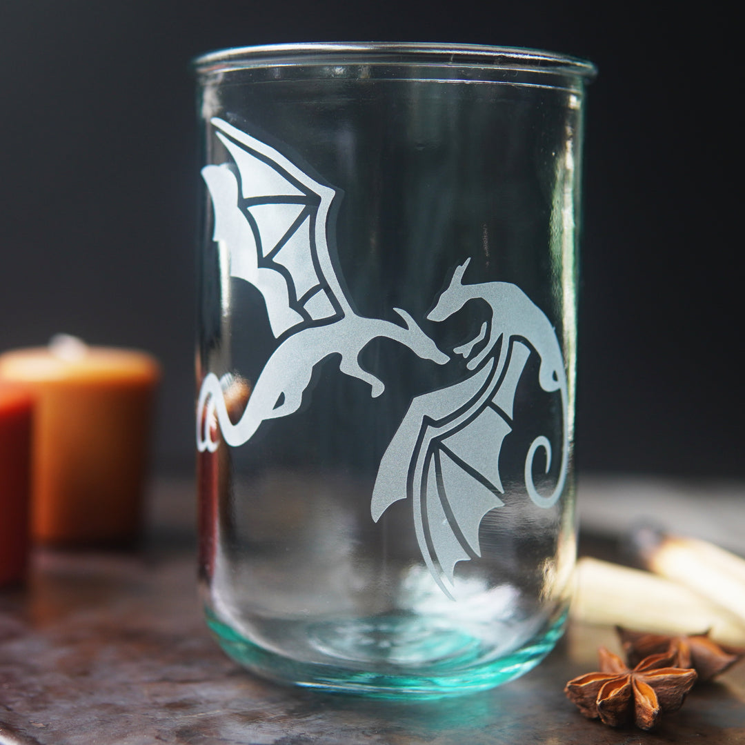 Dragons Rustic Recycled Glass Tumbler