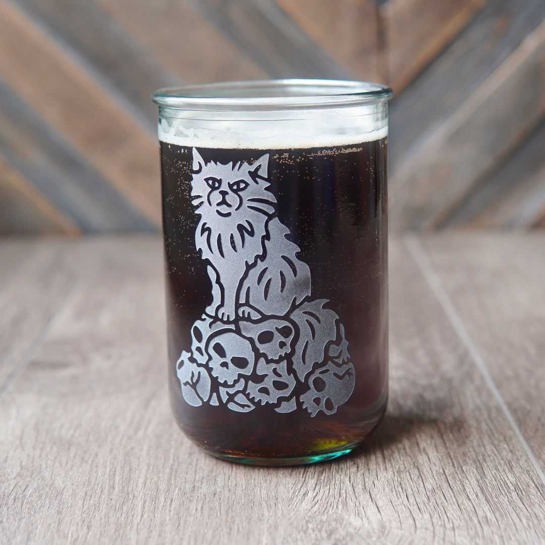Dungeon Cat Rustic Recycled Glass Tumbler