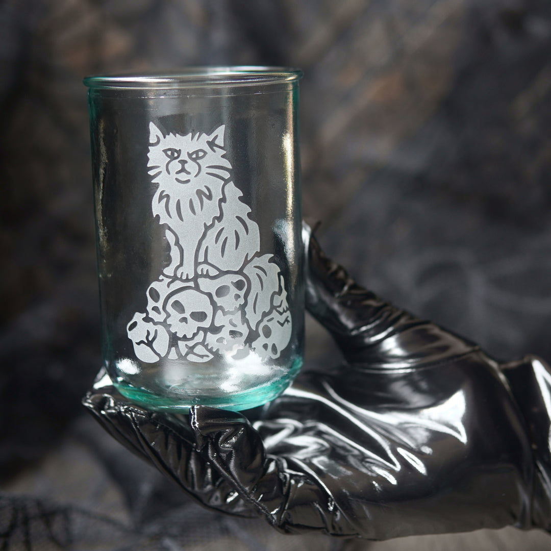 Dungeon Cat Rustic Recycled Glass Tumbler