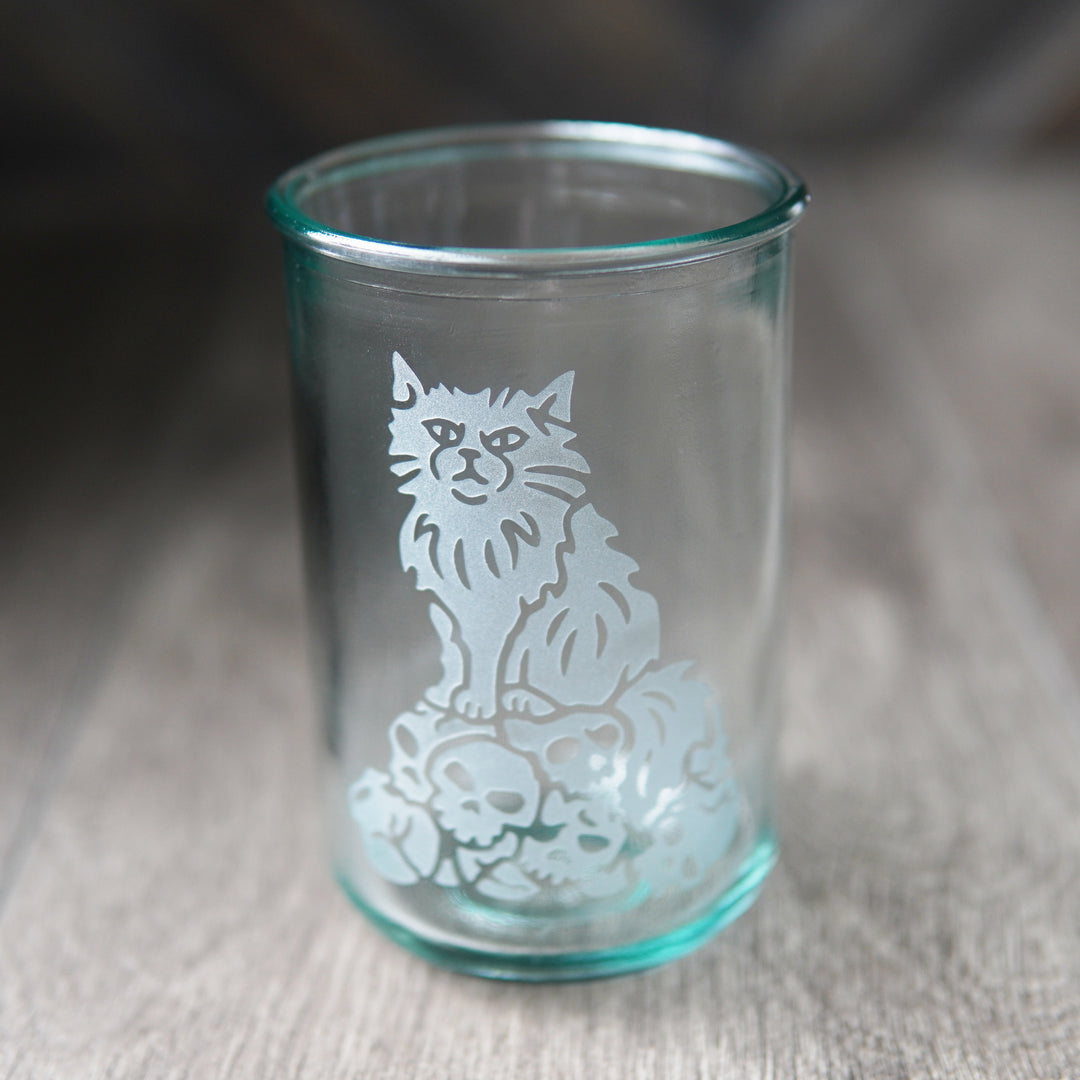 Dungeon Cat Rustic Recycled Glass Tumbler