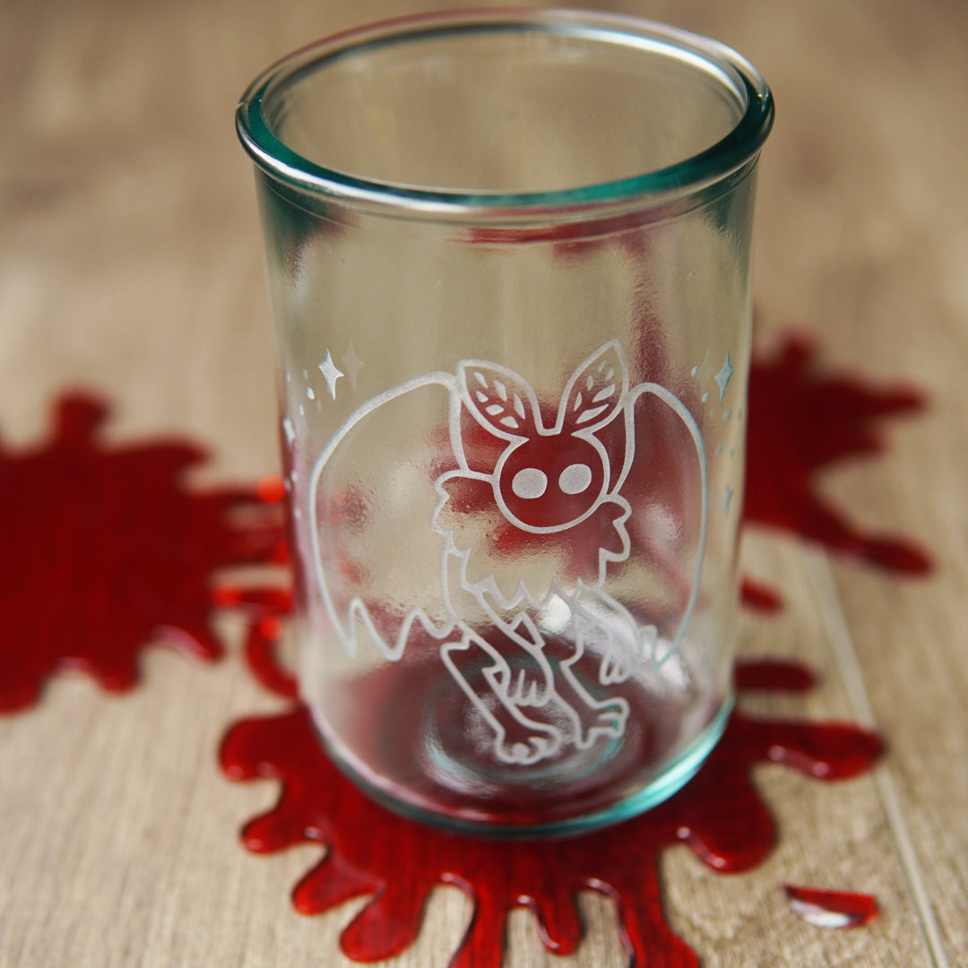 Mothman Rustic Recycled Glass Tumbler - cryptid monster glassware