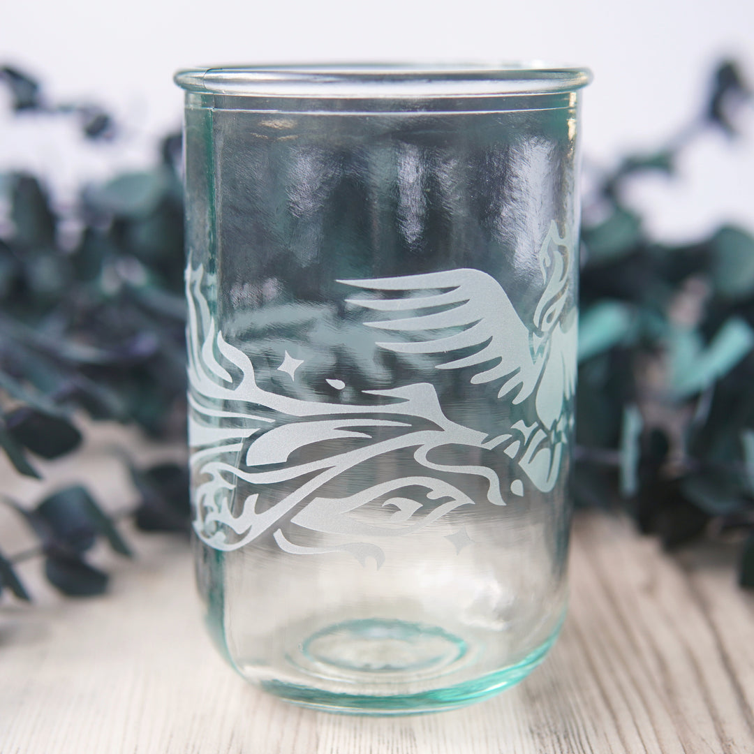 Phoenix Bird Rustic Recycled Glass Tumbler