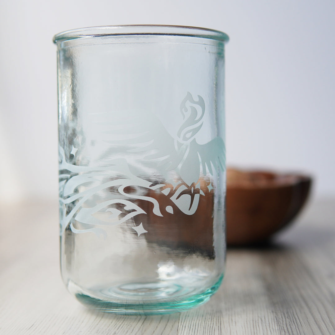 Phoenix Bird Rustic Recycled Glass Tumbler